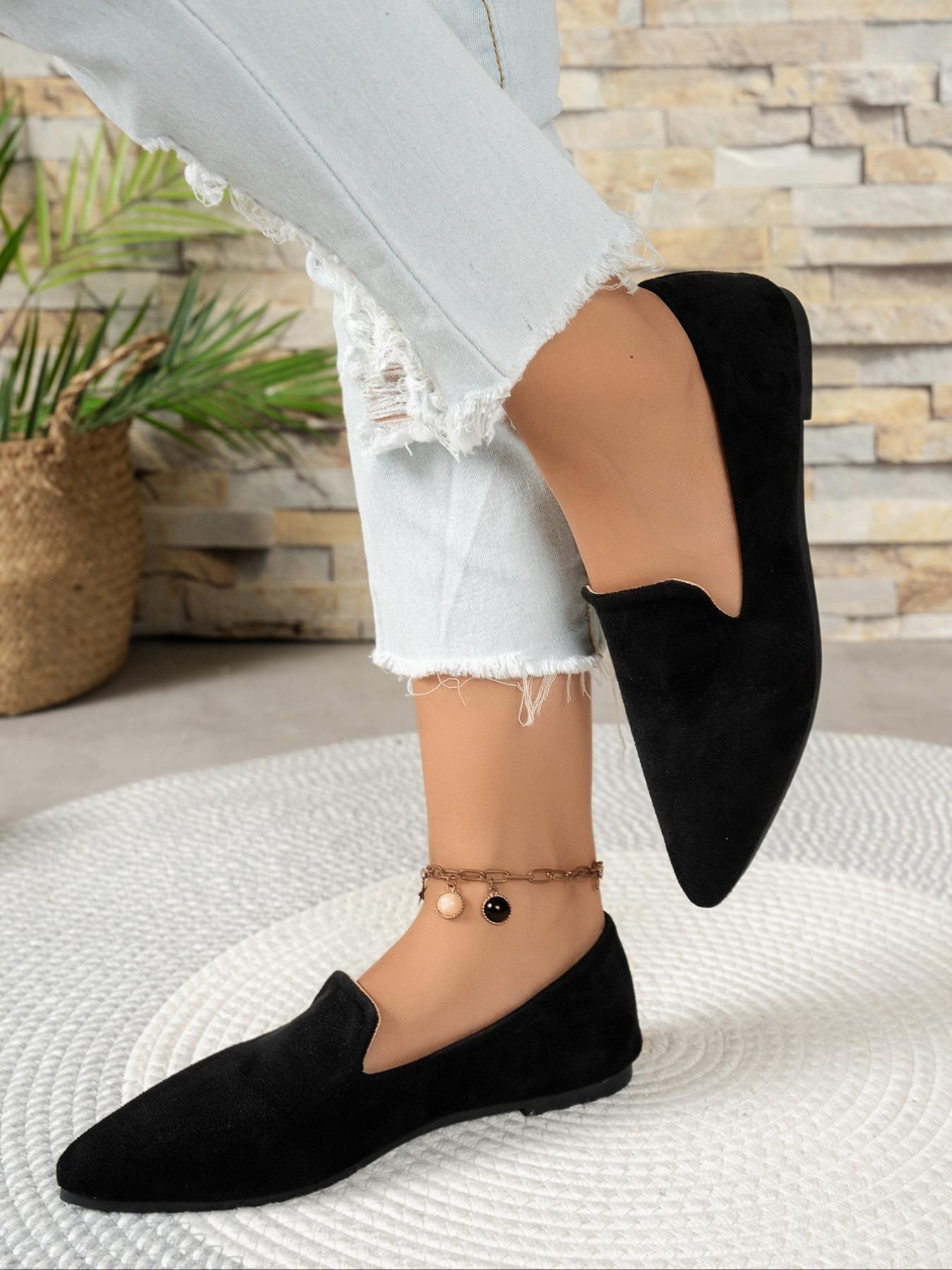 Women's Elegant Plain Round Toe Flat Shoes, Casual Fashion Non-Slip Comfortable Footwear for Home & Outdoor Use All Seasons