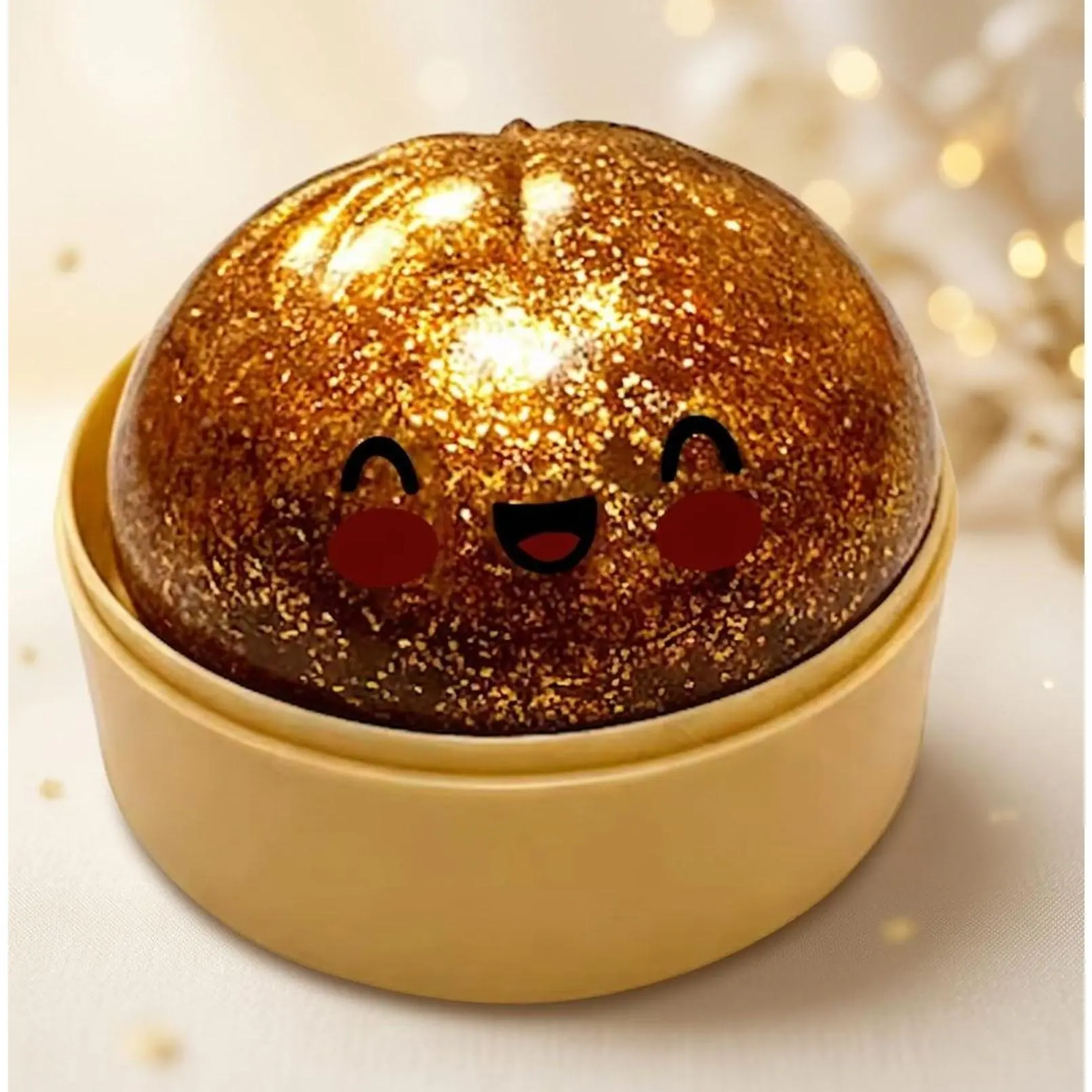 Viral Glitter Dumpling Squishy Gold Soft Stress Ball Toy For Kids