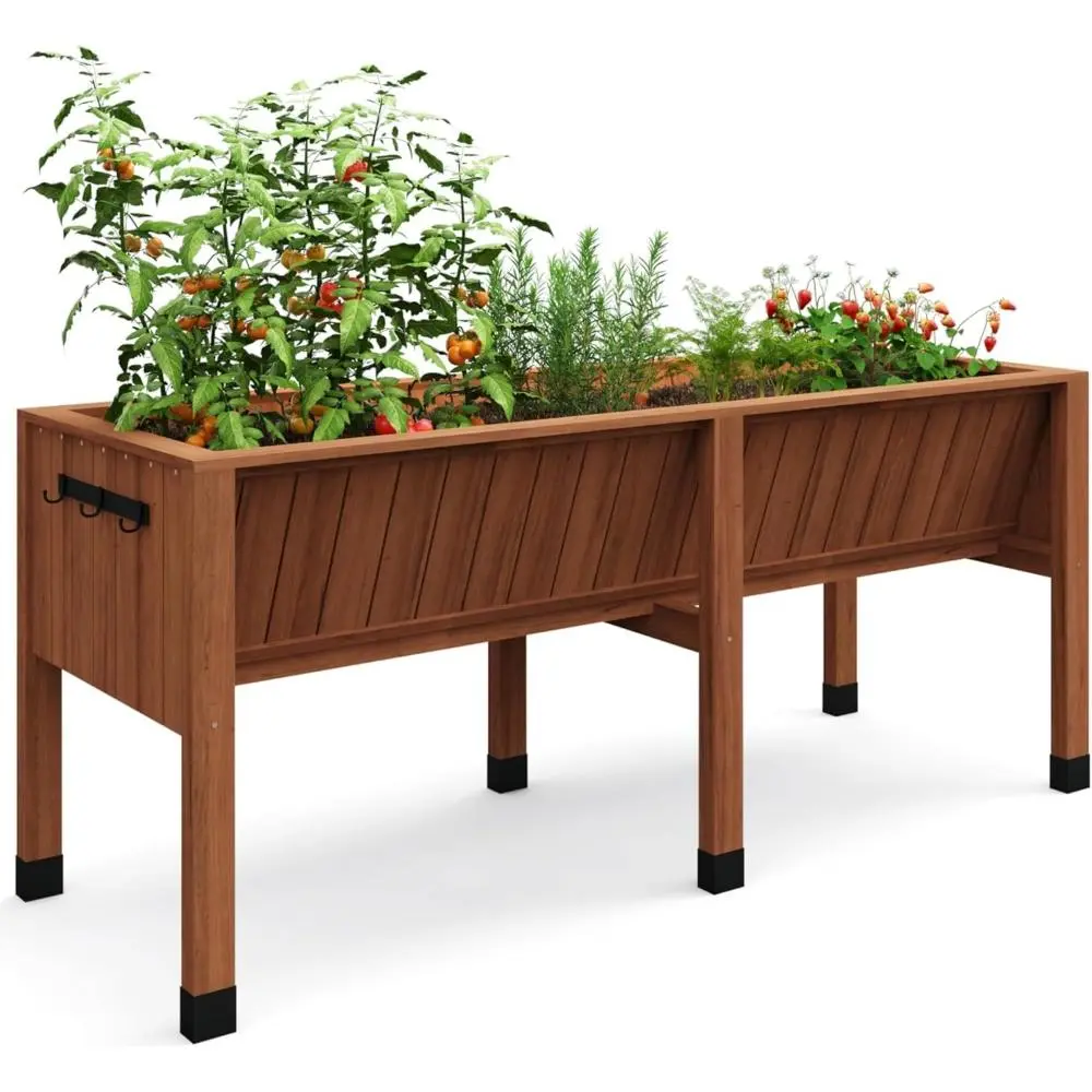 72x26x30in Raised Garden Bed with Legs,Planter Raised Beds, Wooden Raised Planter Box Outdoor with Tool Hooks, for Plant Lovers, Easy Assembly