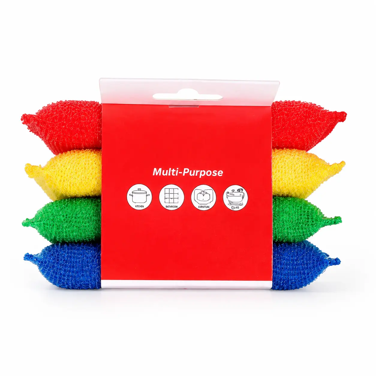 Polyurethane Kitchen Scrub Sponge Pad 4 Pack, 5.1 Inch Dish Washing Cleaning Sponges for Pots Pans Dishes Sink Countertop Daily Household Kitchen & Bathroom Cleaning