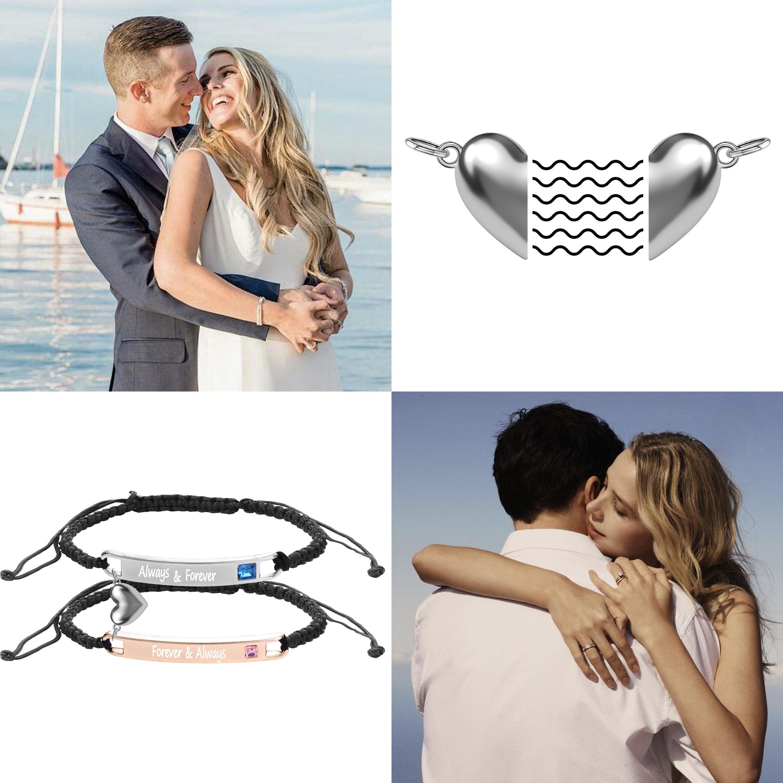 2 Piece Couple Bracelet, Handmade Braided Rope Bracelet, Adjustable Letter Bracelet, Couple Bracelet for Him and Her