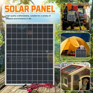 15W Portable Solar Panel Kit with Controller, Monocrystalline Solar Charger, Off-Grid Power for 12V Battery, Camping, Hiking, Car, RV, Boat, Phone & Security Monitoring