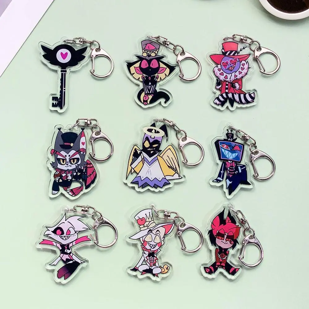 Cartoon Characters Hazbin Hotel Acrylic Creative Car Keychain Accessories Bag Charms Backpack Pendant Key Ring Gifts For Friends