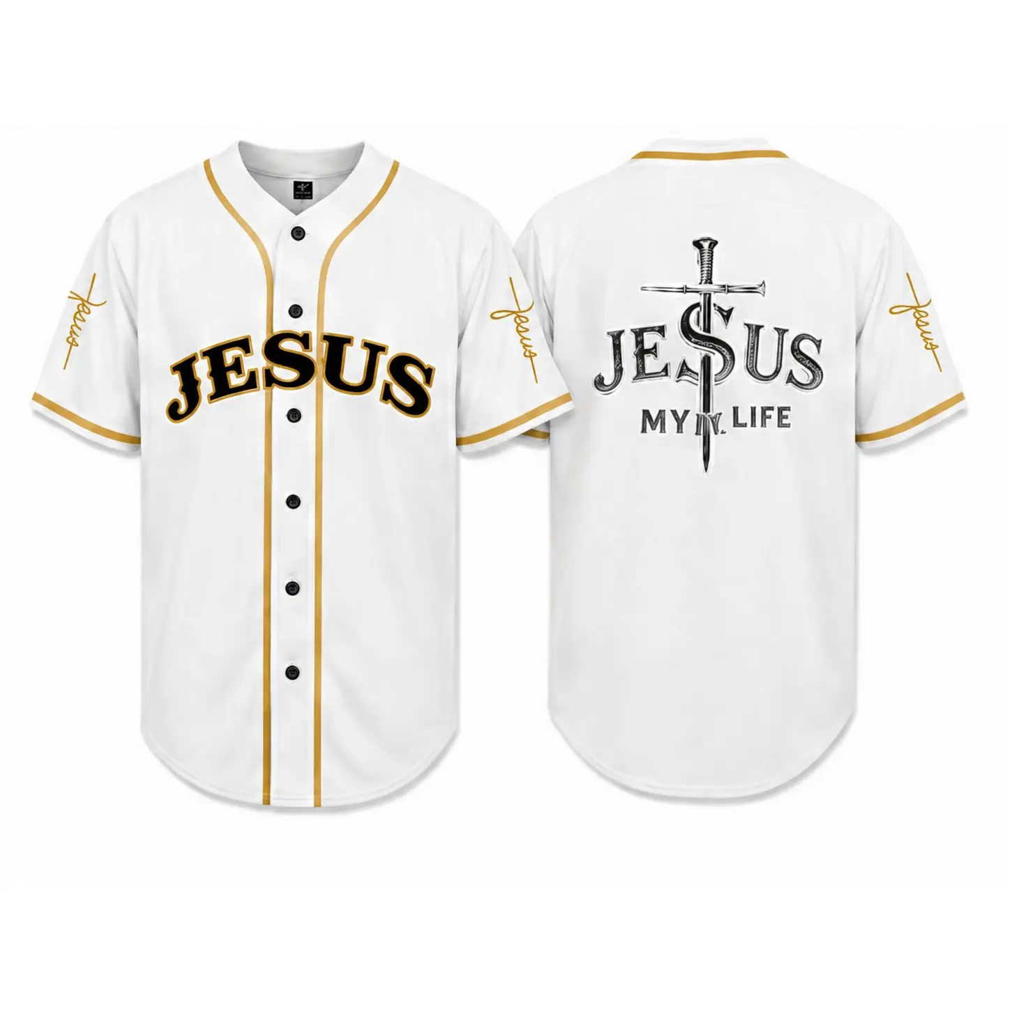 Jesus Cross Baseball Jersey, Faith Inspired Vintage Button Up for Men & Women, Christian Streetwear, Summer Vacation Casual Outfit