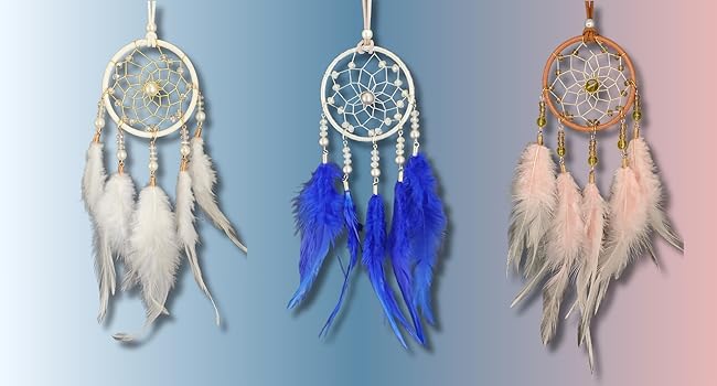 Small Dream Catcher for Car Handmade Boho Hanging Decor for Car Interior Rear View Mirror Feathers Dream Catchers Charms Ornament