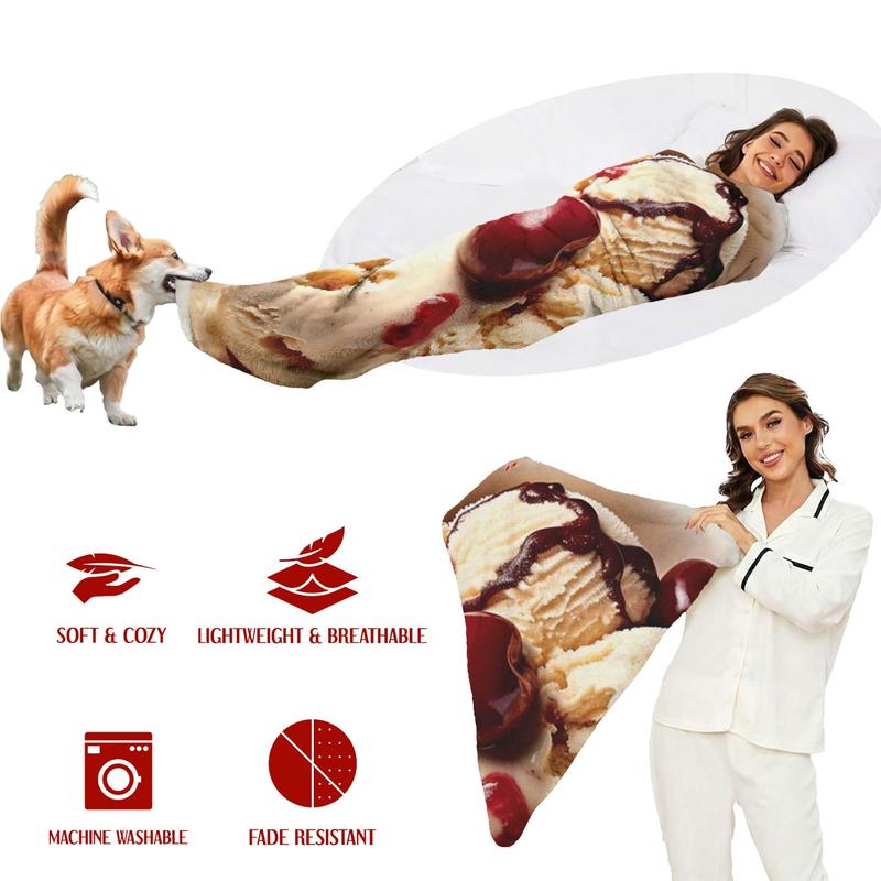Delicious Ice Cream Print Blanket, Soft Plush Non-Shedding Warm Blanket, Home TV Watching, Camping Picnic, Office Nap All-In-One Use