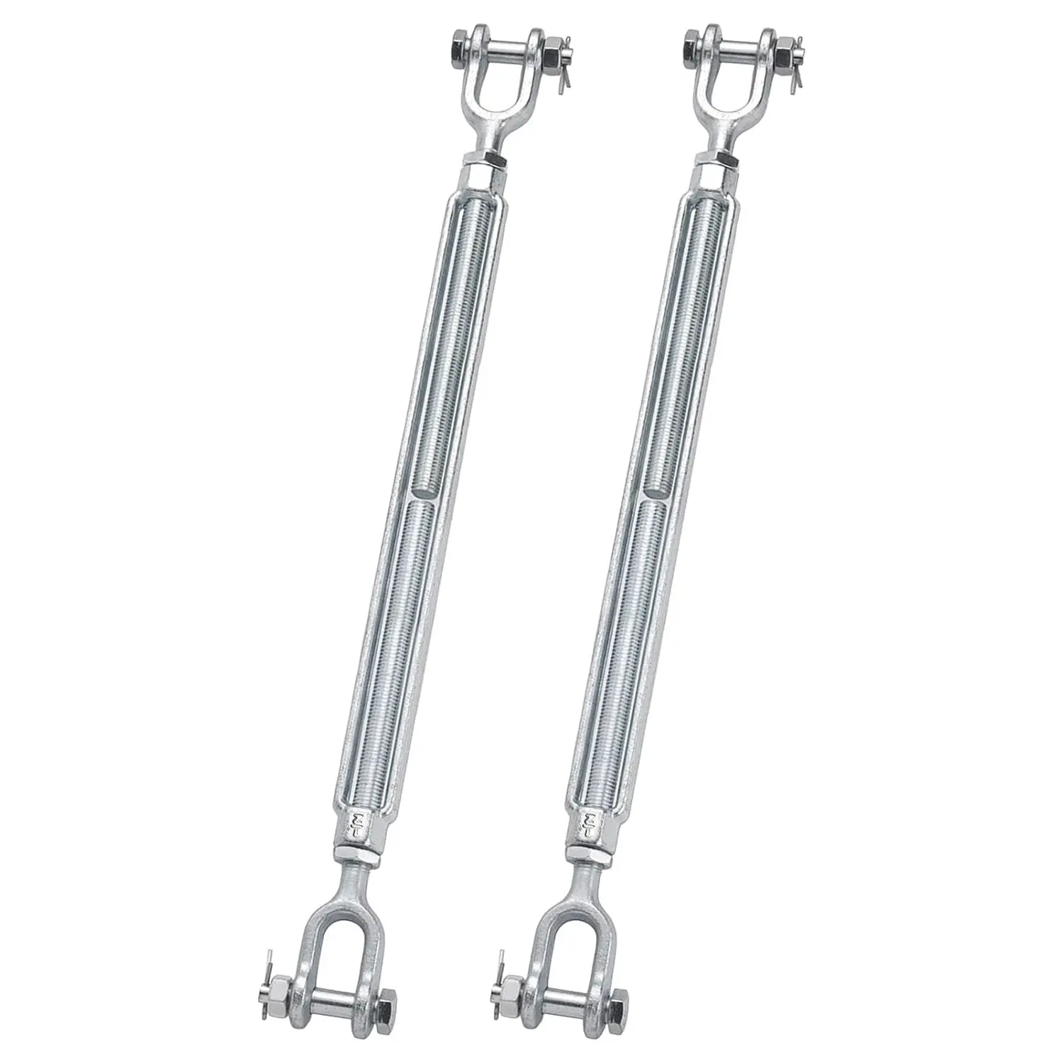 1/2 x 12 Inch Galvanized Turnbuckle Forged Jaw and Jaw Turnbuckles for Cable Rail Rigging Rope Chain 2200 lbs Load, 2PCS (1/2'' X 12'')