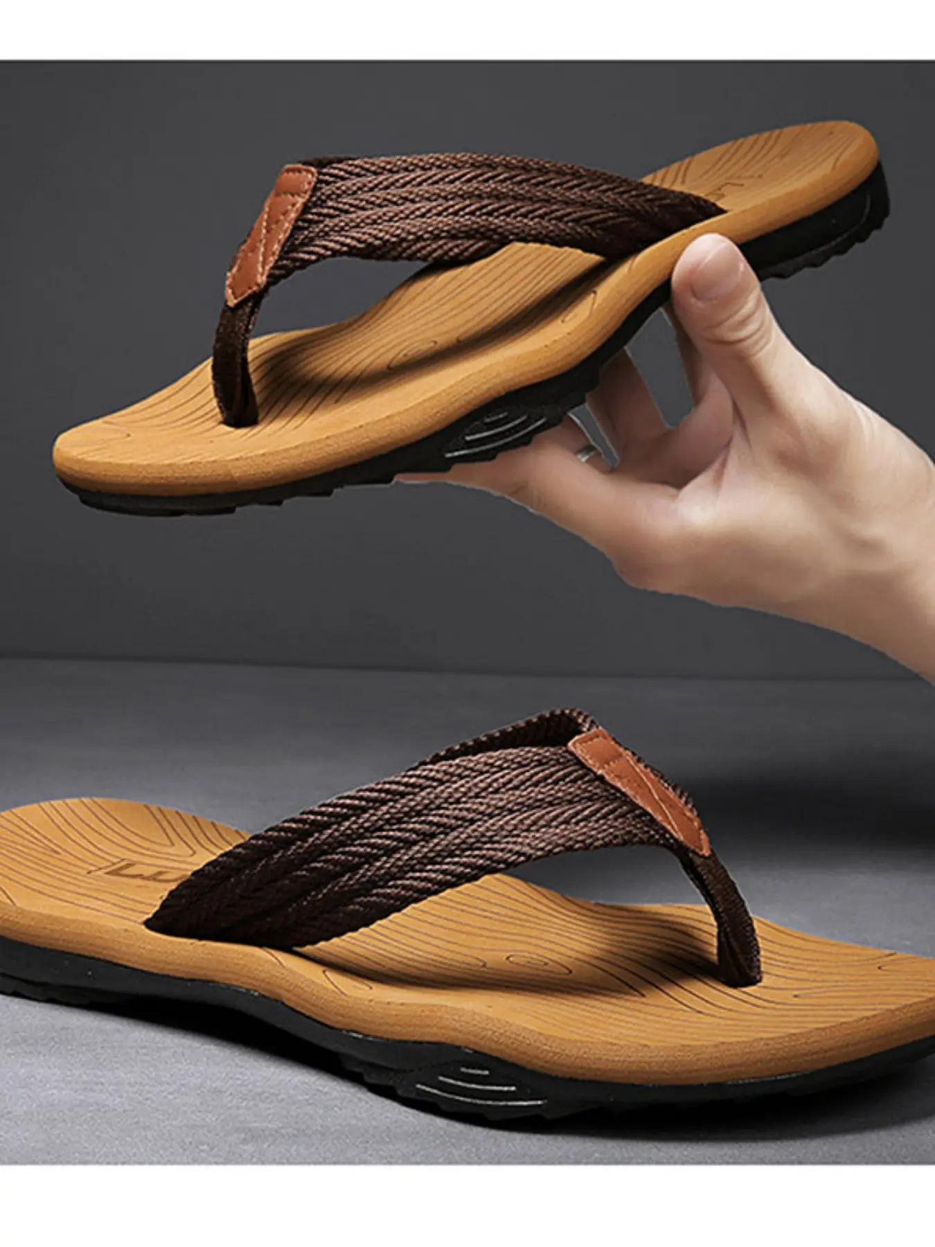 Oiaano Barefoot Man Thong Slippers, Comfortable Cushion Flip Flops, Slip on Walking Shoes, Indoor Outdoor Summer Soft Beach Sandals, Pool Sandals, Flexible Sandals
