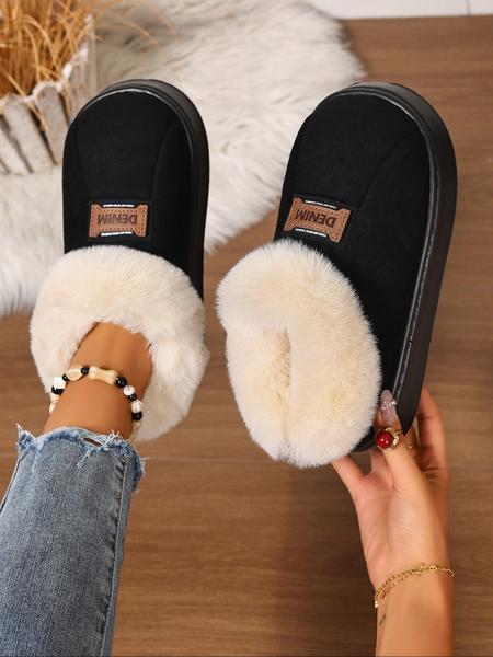 Women's Plus Size Warm Fleece Lined Boots, Casual Fluffy Snow Boots for Fall & Winter, Comfortable Indoor Outdoor Shoes