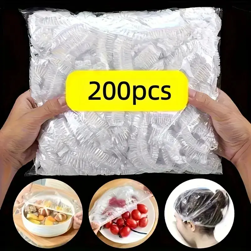 200 Pieces Food Grade Plastic Wrap, Multi-Purpose Disposable Sticky Packaging, Dustproof Stretchy Cover for Kitchen, Fruits, Picnics, Travel