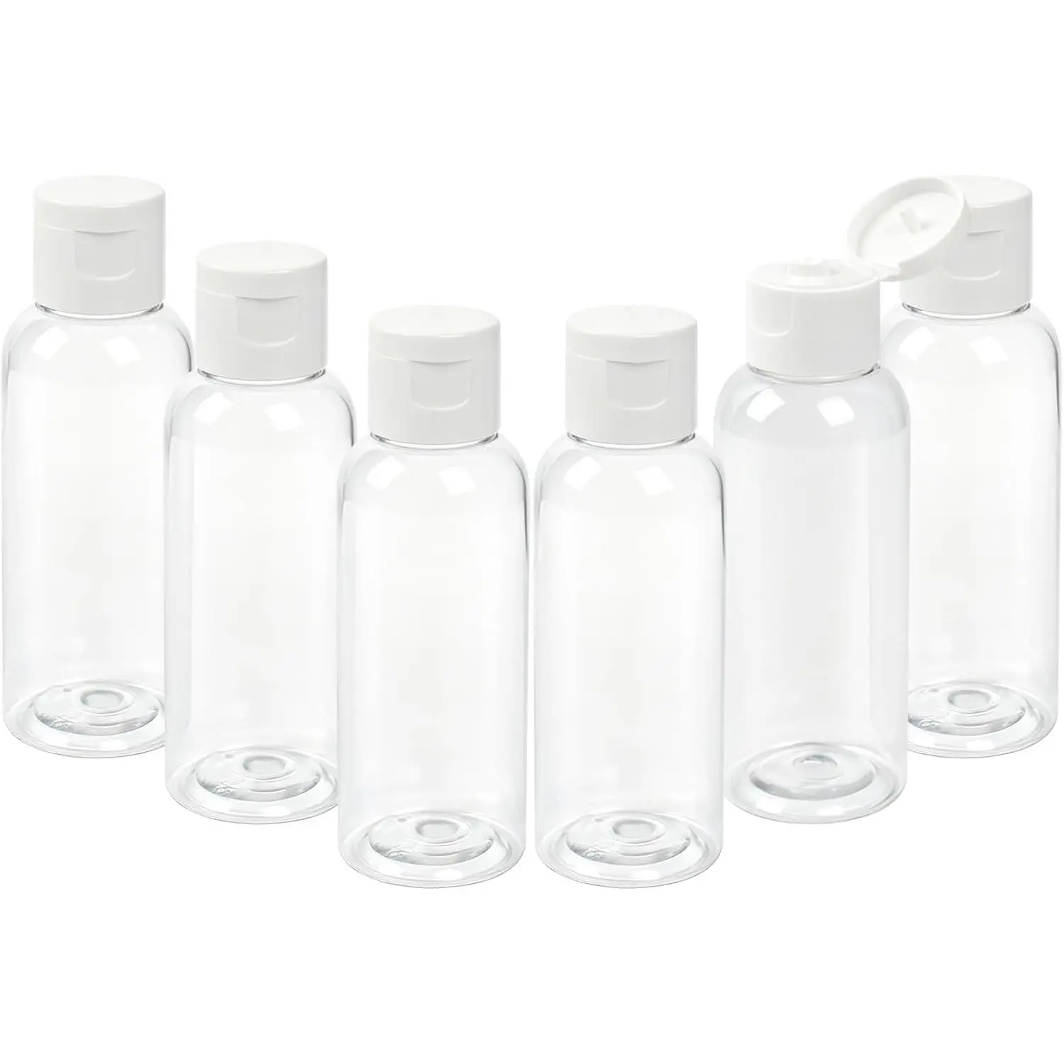 6 Pack Plastic Empty Bottles with Flip Cap for Shampoo, , Liquid  Soap, Cream (2 oz / 60 ml)