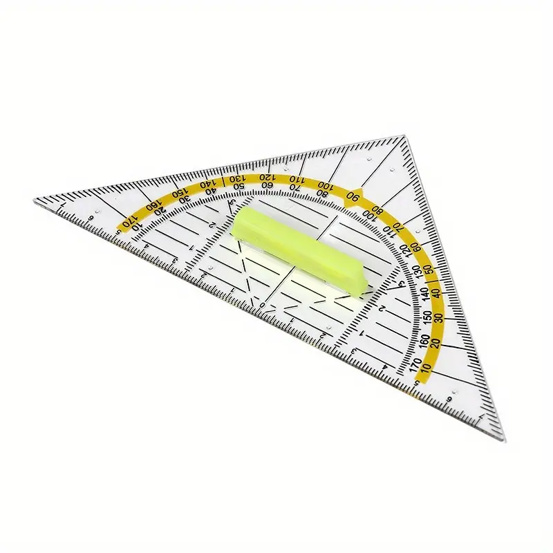 2pcs Versatile Measuring Triangle Plastic Ruler, Transparent Protractor, Shatterproof Office Maths School Set, Protractor Ruler