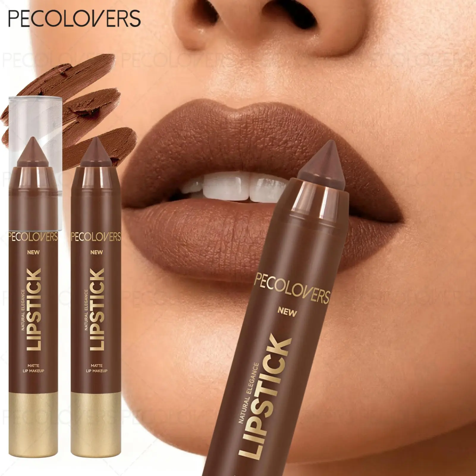 1PC 5-Color Lipstick Pen, Soft Matte Lip Crayon, Smooth Glide Long-Lasting Lip Makeup, Multi-Color Nude Shades, Portable Lip Tint Pencil for Daily Wear, Dating, Party, Travel And Makeup Gift