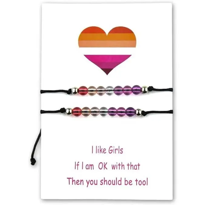 LGBTQ Pride Bracelet Matching Gifts for Women LGBT Rainbow Bracelets for 2 Lesbian Gifts for Couples Girlfriend Birthday  for Lesbian Bisexual Pride Month Accessories Beads Bracelets for Her