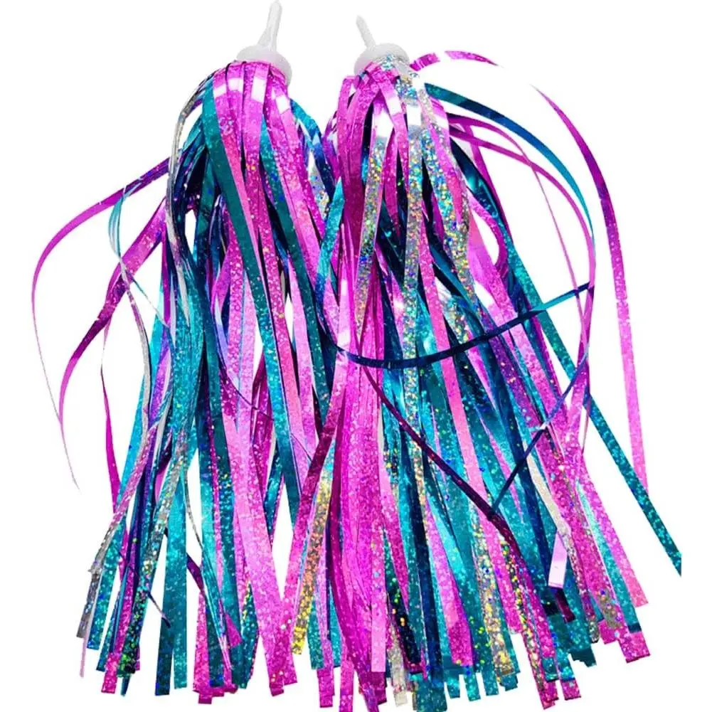2pcs Pack Handlebar Streamers, PVC+Polyester Colorful Tassel Ribbons for Scooter Handlebar Grips, Cycling & Outdoor Recreation Carrier Accessories to Boost Riding Fun & Visual Appeal