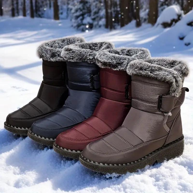 Snow Boots for Womens Winter Shoes: Warm Fur Lining Mid Calf Boots Women Anti Slip Waterproof Comfortable Outdoor Boot Women's Warm Winter Snow Boots Ankle Boots  for Outdoor Adventures