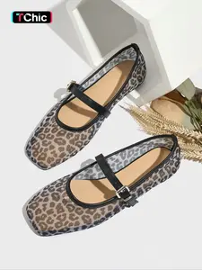 Women's Fashionable Leopard Print Mary Jane Flats, Casual Comfortable Breathable Square Toe Flat Shoes, Lightweight Comfortable Shoes for Daily Wear, Girl