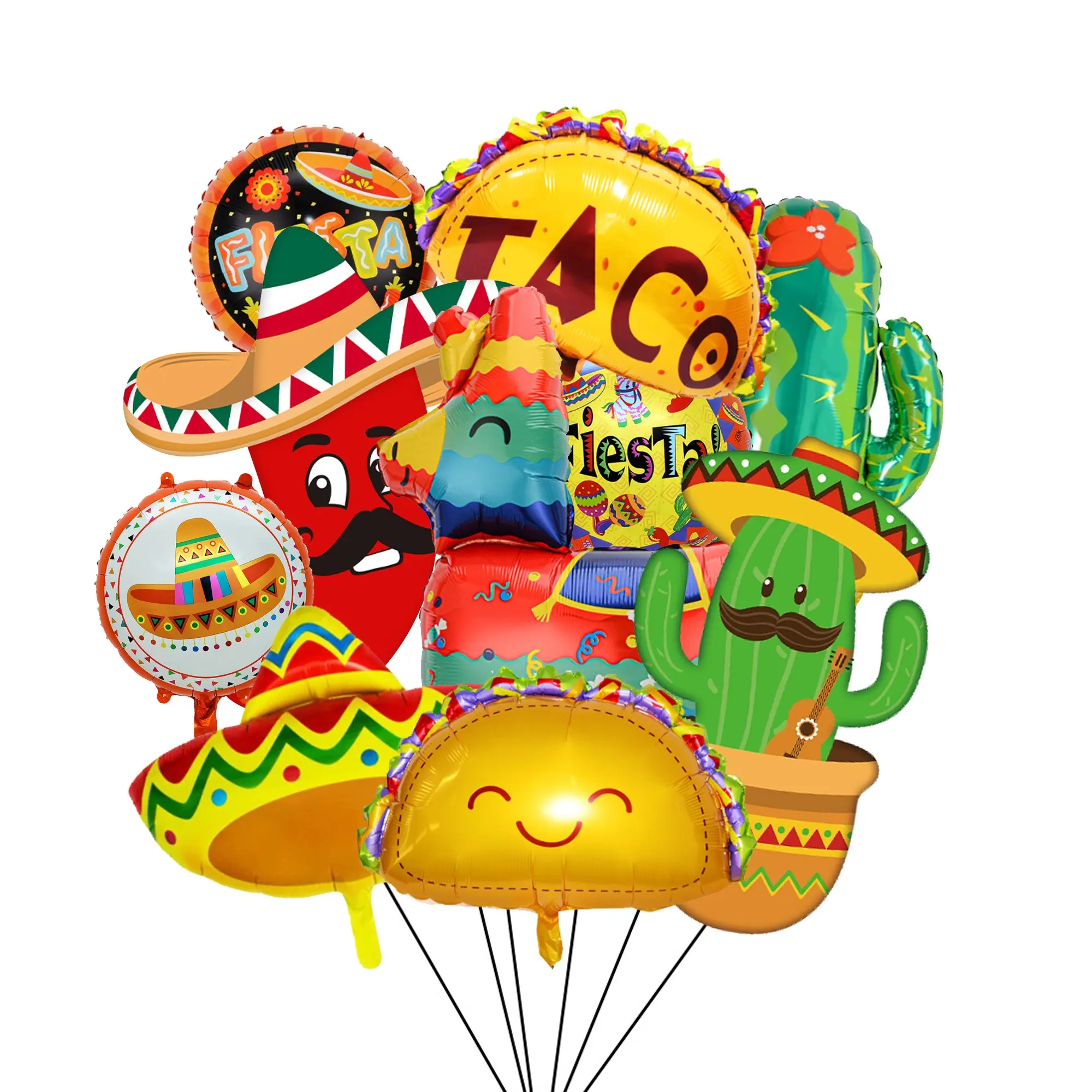 Mexican Party Decorations, 10 Mexican Foil Balloons, Mexican Theme Balloons, Cinco De Mayo Decoration, Taco Party Decor