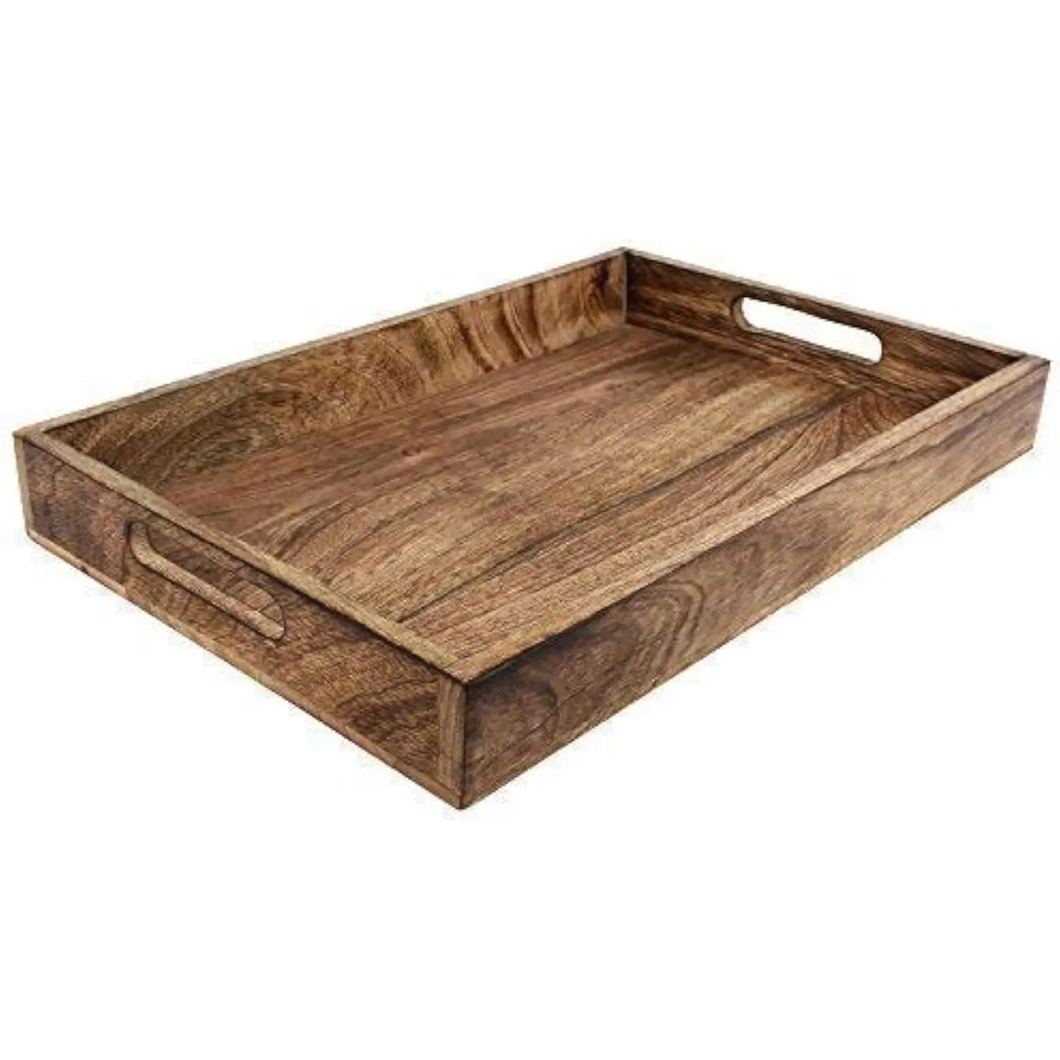 Classic Wooden Tray – Medium 15" Serving Tray for Kitchen, Dining, and  Use – Elegant  Serveware for , Drinks, Snacks, Coffee, , Breakfast, Parties & Everyday Use