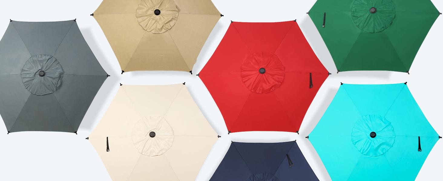 7.5FT Lyon Outdoor Patio Umbrella Outdoor Table Umbrella with Push Button Tilt and Crank Market Umbrella 6 Sturdy Ribs UV Protection Waterproof for Garden Deck Backyard Pool Beige