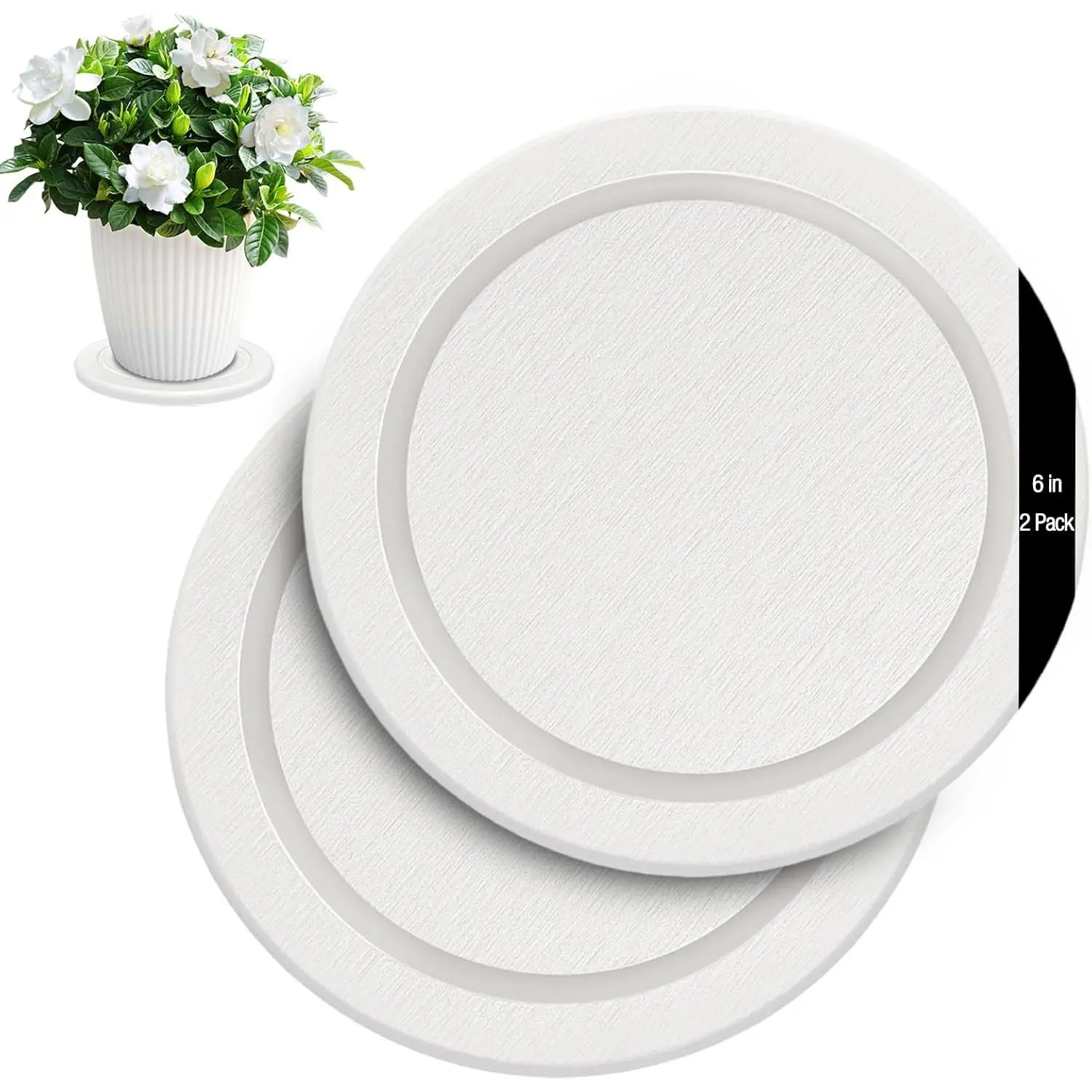 Dry Diatomaceous Earth  , Round Stone Drip & Drainage Tray for Indoor Outdoor, Absorbent Pot Coaster, Housewarming , Keep Floors Dry and Clean (2,6in,White)