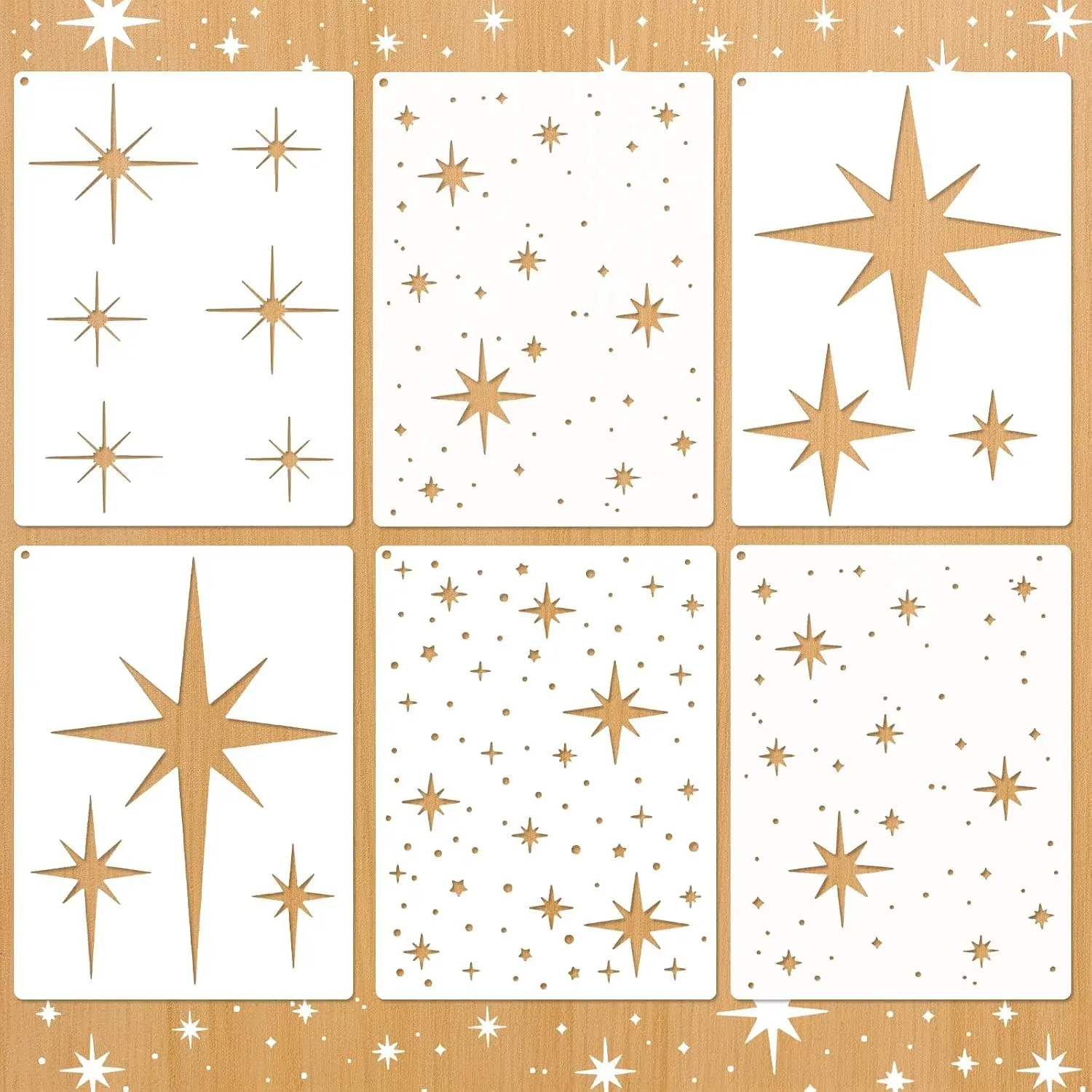 6 count DIY    Painting Stencils Set  Plastic Painting Templates for Wall  Craft Canvas Fabric  Decor