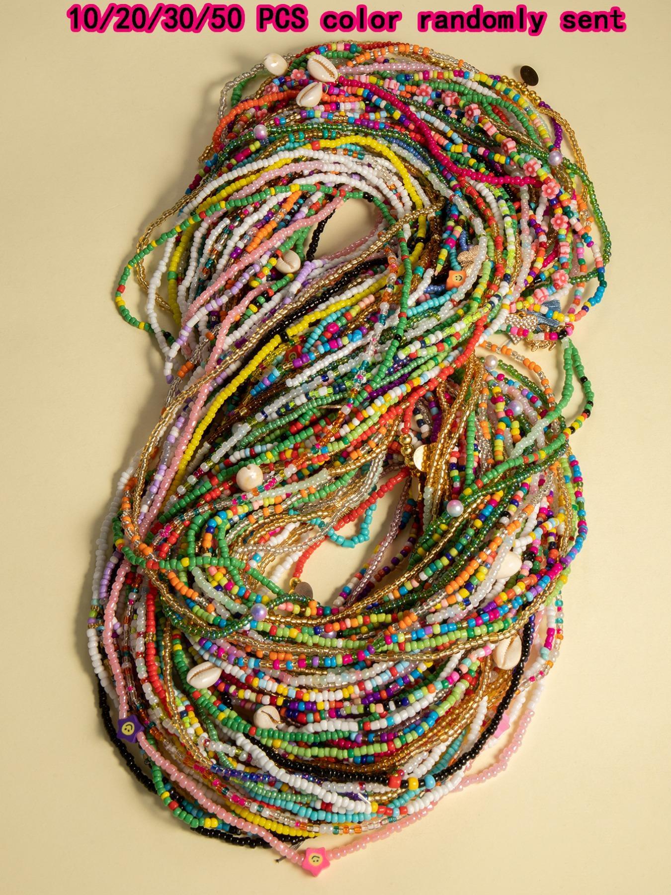 Random Color Beaded Elastic Waist Chain, Boho Jewelry for Women and Girls, Fashion Accessory for Party and Daily Wear, Trendy Birthday Gift for Her