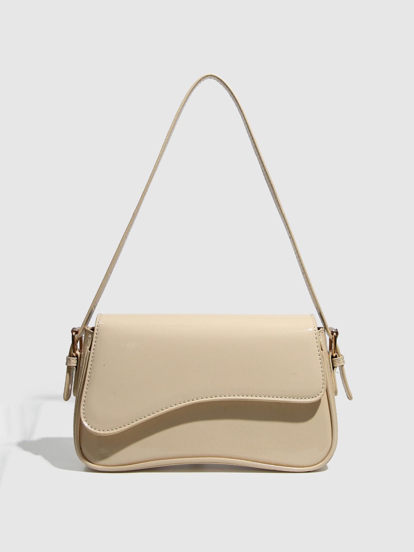 Women's Solid Color Shoulder Bag, Fashionable Patent Leather Crossbody Bag for Daily Used, Casual Trendy Versatile High-quality Daily Commuting Bag