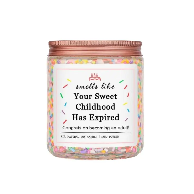 18th Birthday Gifts for Girls, 18th Birthday Decorations Candles Gifts for 18 Year Old Girls, Your Childhood Has Expired Handmade Scented Candles (Vanilla Birthday Cake Scent with Sprinkles)