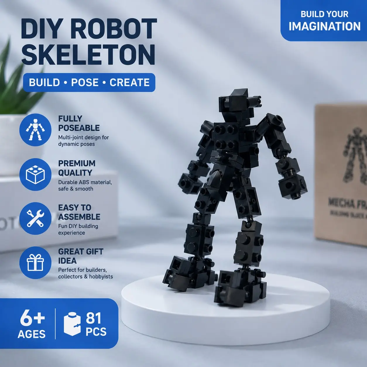 Robot Skeleton Model Accessories, 81pcs/set DIY Mech Joint Skeleton Small Particle Children's Building Blocks, Creative Birthday and Holiday Gift Options, Building Kit, Jointed Model Kit, DIY Assembly Kit, Model Building Kits