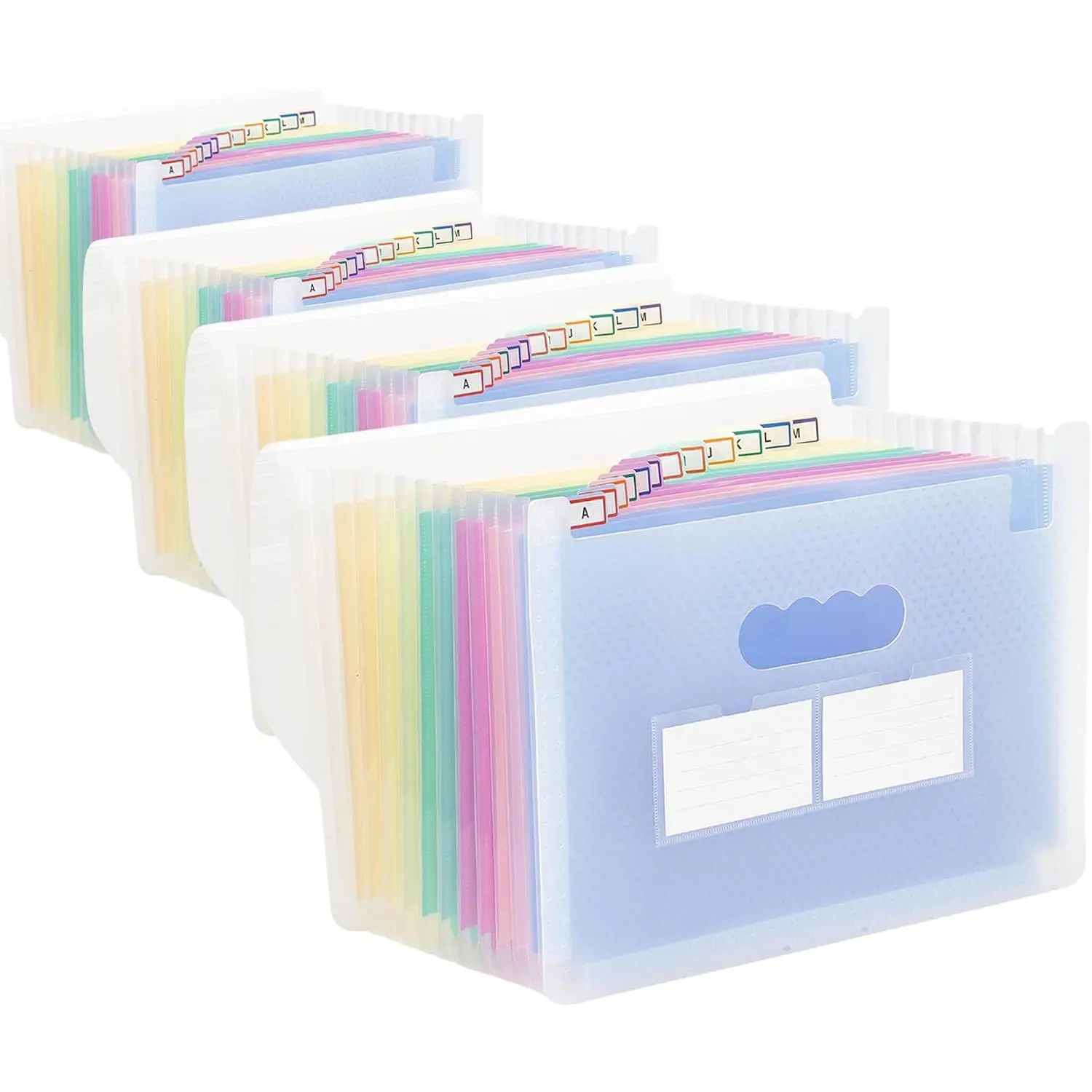 24-Pocket Accordion File Folder, A4 Letter Size Portable Document Organizer with Colored Tabs, Expandable Bill Document Hold - Black