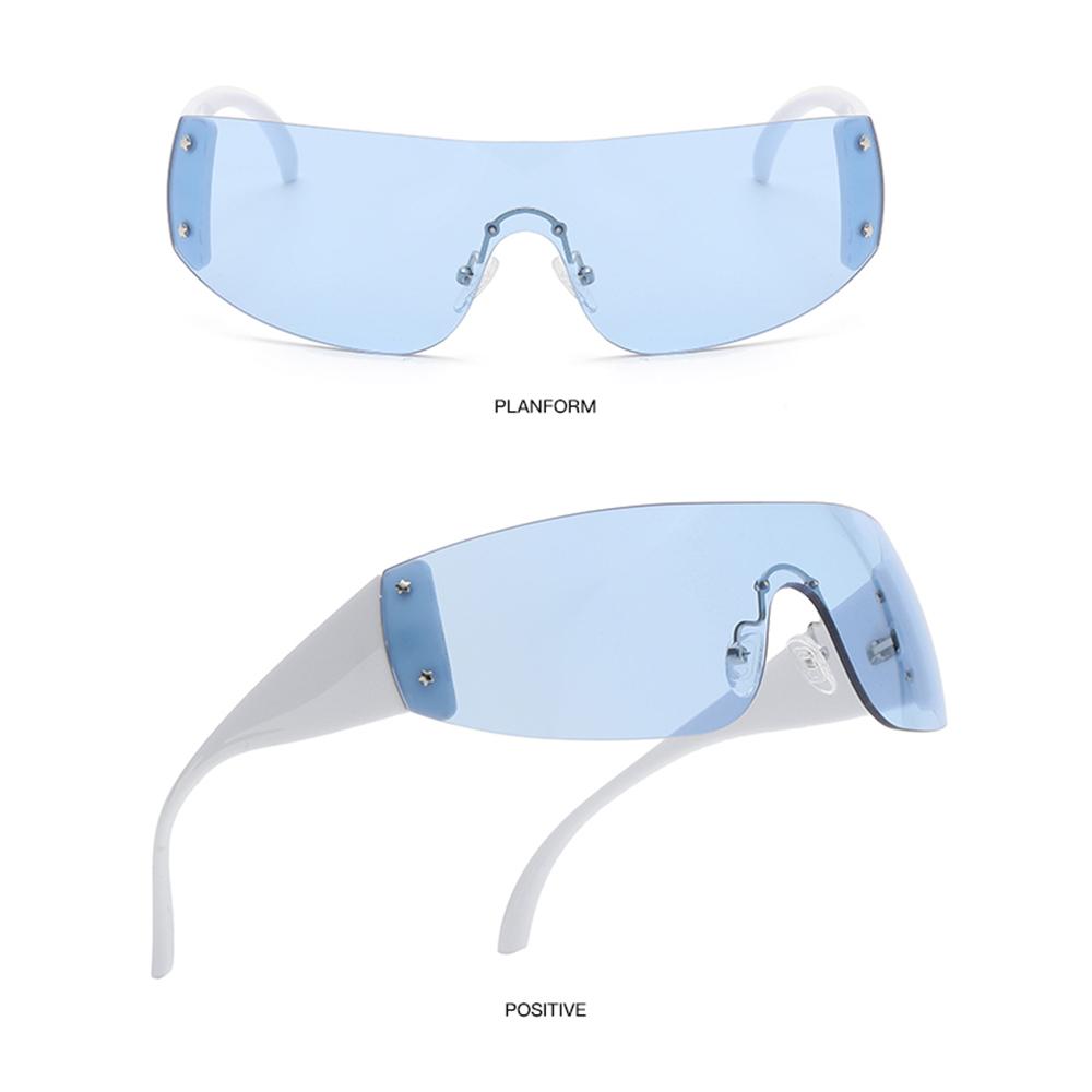 1pc Trendy Rimless Star Y2K Sunglasses for Women Men Punk One Piece Goggles Oversized Wrap Around Shades 2000's Eyewear UV400