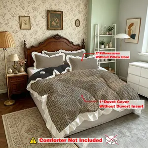 3-Piece Duvet Cover Set With Bed Skirt, Minimalist linen texture,Soft Comfortable Polyester Bedding Set, Machine Washable Without Deformation, Multi Sizes Available, Ideal For Bedroom & Dormitory, All Season Use