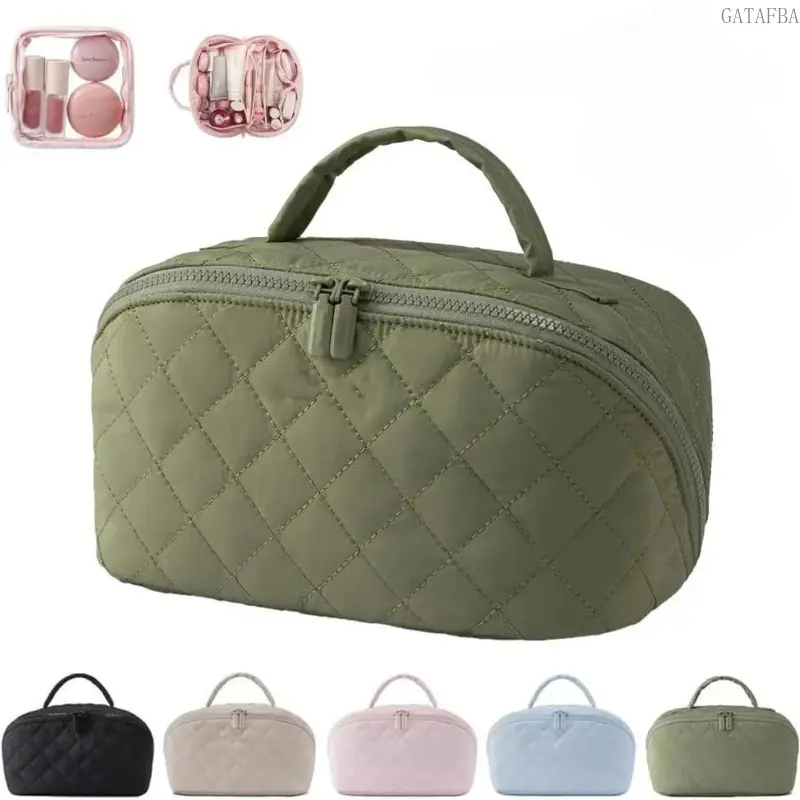Women's 180-Degree Open High-Capacity Cosmetic Organizer Bag, Multi-Pocket Leakproof Odor-Resistant Portable Pouch for Travel & Daily Toiletry Use (Sports & Outdoor Accessory)