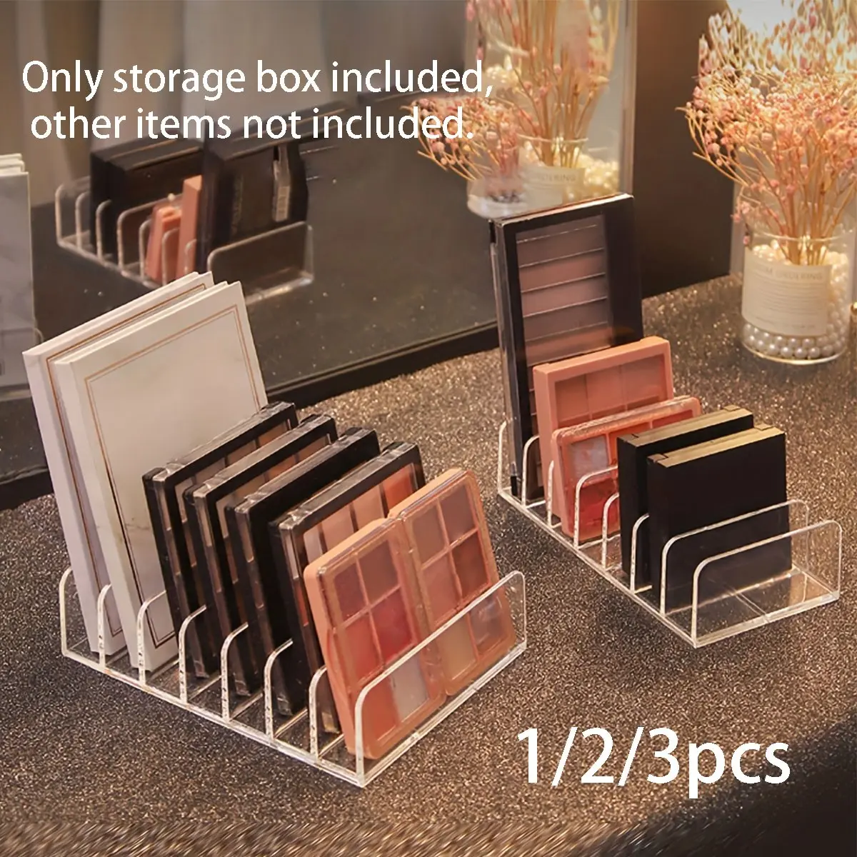 Transparent Cosmetic Organizer Set, Cosmetics Organizer, Stackable Eyeshadow Tray, Bathroom Vanity Storage, Drawer Friendly, Sun Glasses Holder, Cosmetic Organiser