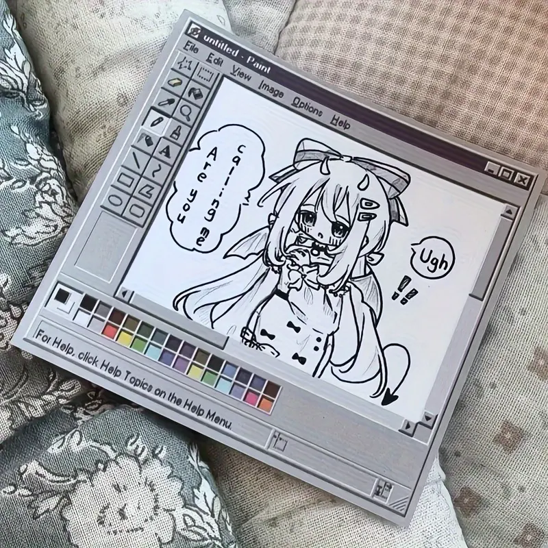 Retro Computer Sketch Sticky Notes 50/100 Pages - Square Format, Perfect for Creatives And Office Settings, Great for Crafting Vintage Style for art & for artist Drawing Materials