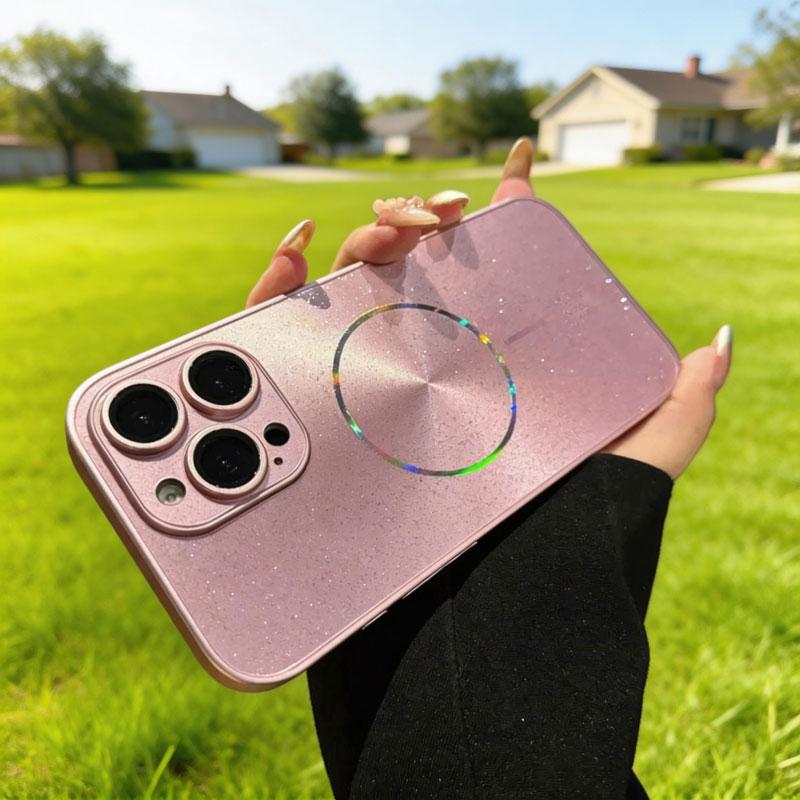 Luxury CD Texture Laser For Magsafe Lens Protector Case For iPhone 17 Air 16 15 14 13 12 Pro Max Wireless Charge Glitter Cover