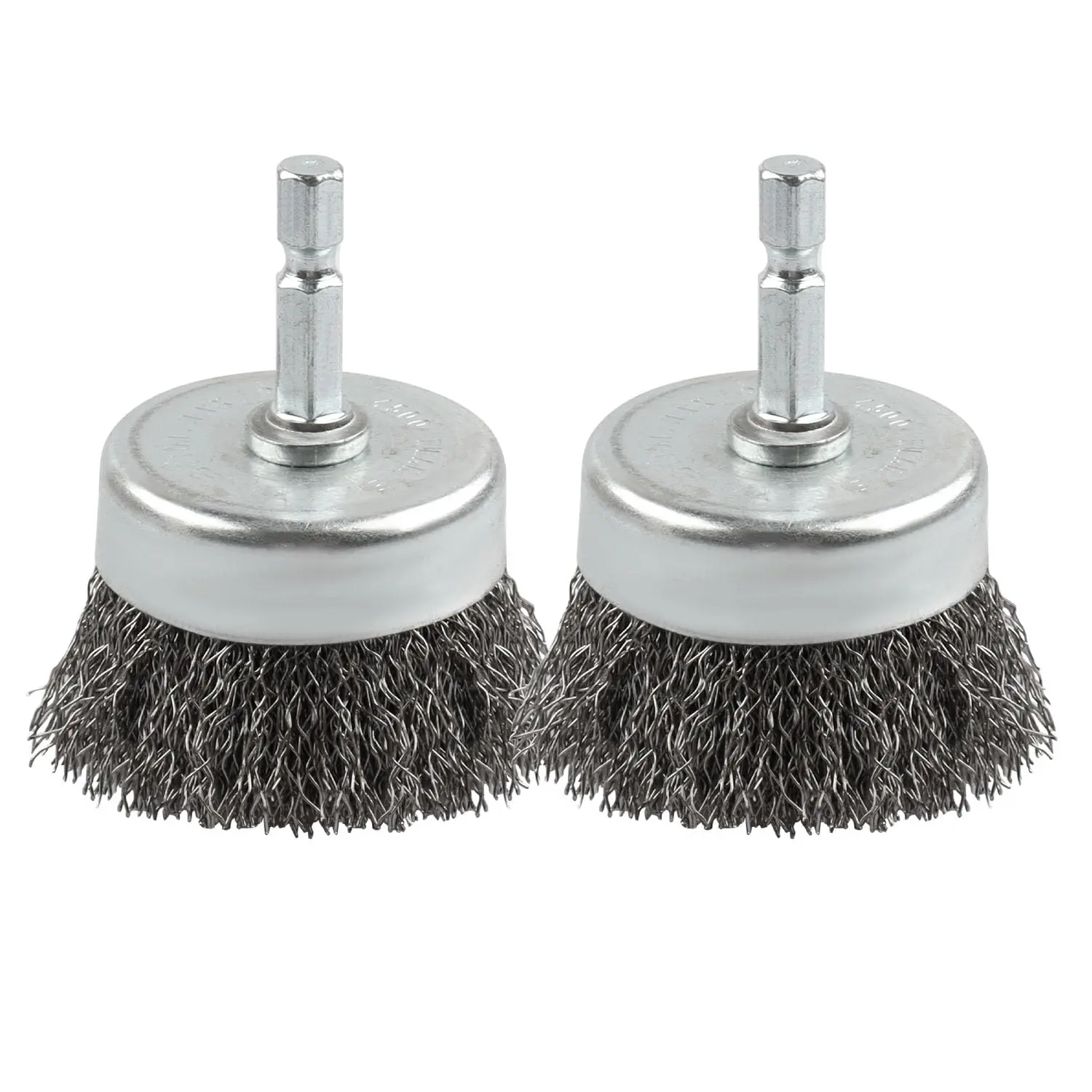 2 Pack  Wire Brush Set for Drill, 1/4 Inch Hex Shank, 0.010 Inch Coarse Carbon Steel Drill Brush, Rust Removal - 2 Inch
