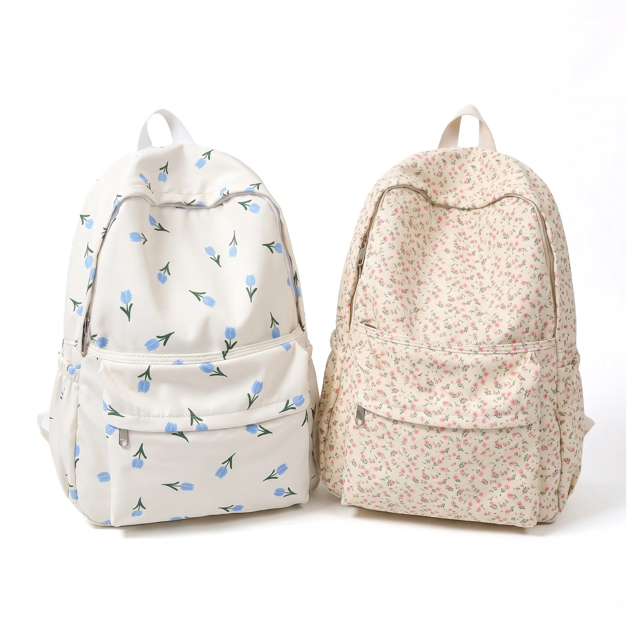Women's Cottagecore Floral Tulips Backpack - Lightweight Built-In Organizer Pockets School Backpacks, Roomy Casual Daypack for Daily Campus Use, Functional Fashion Bookbag