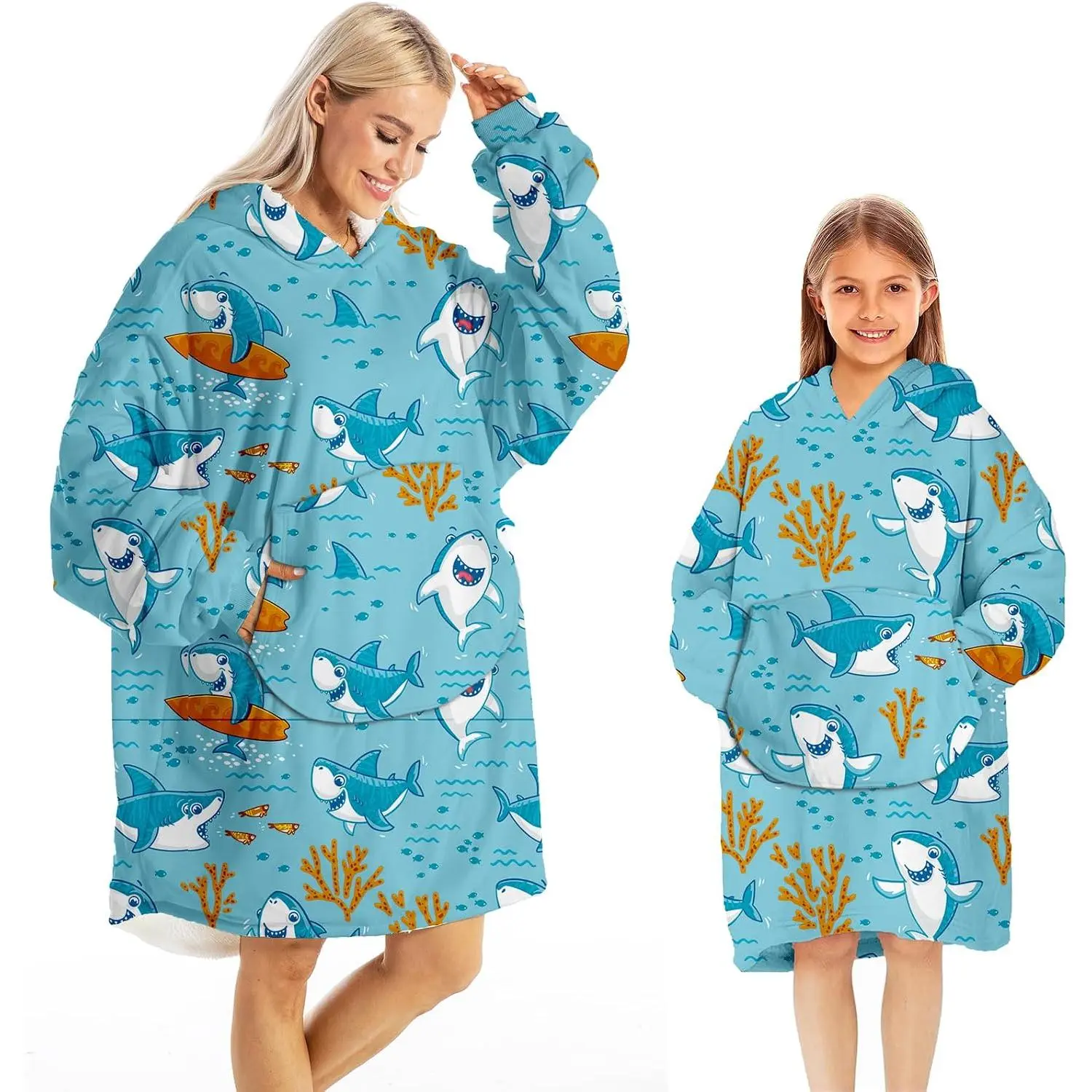 Wearable Blanket Hoodie Adult  Christmas  Hooded Blanket Soft Comfortable
