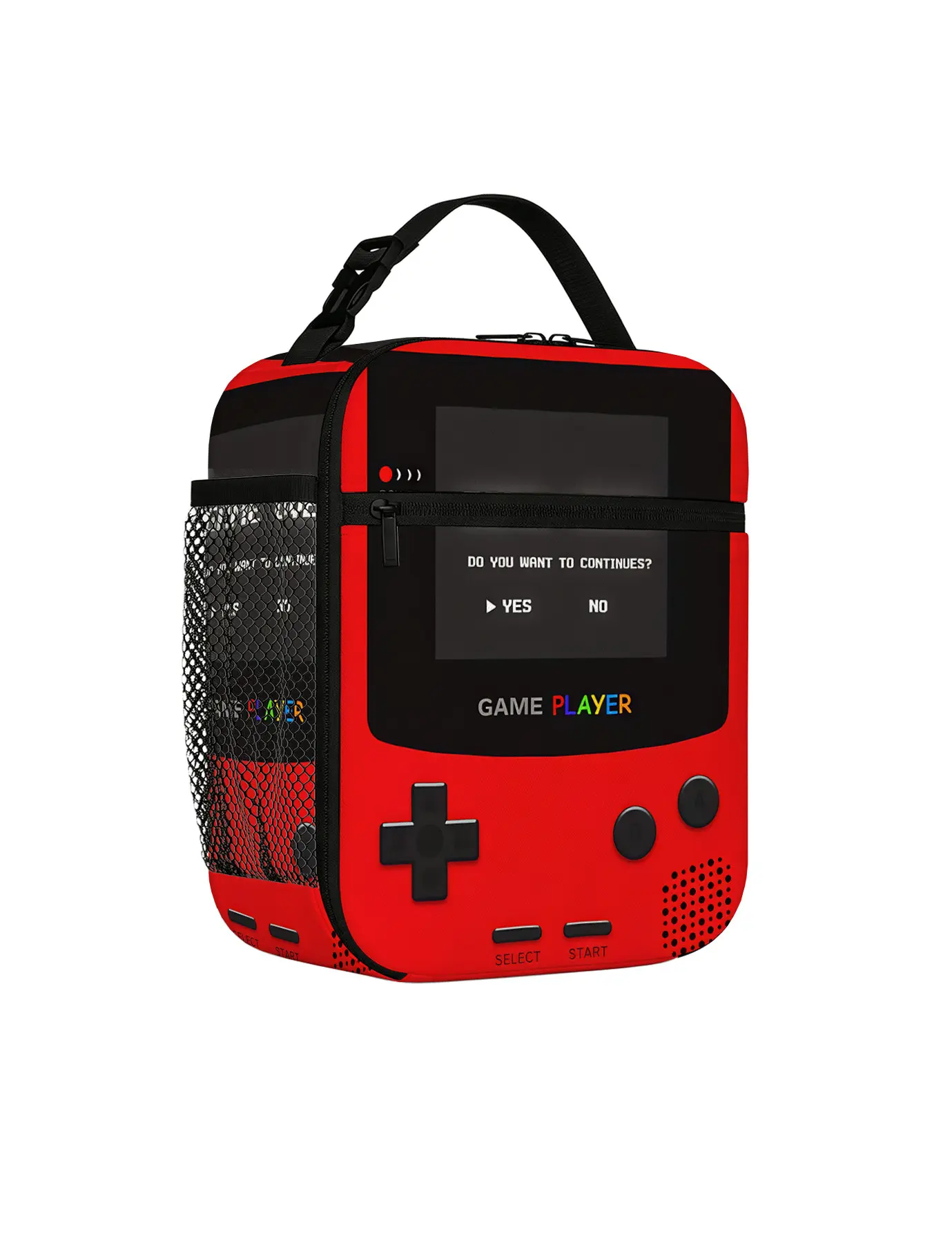 Game Console Pattern Lunch Bag, Lunch Tote, Portable Insulated Bento Box, Leak-Proof Large Capacity, Ideal for Camping Picnic Office Use