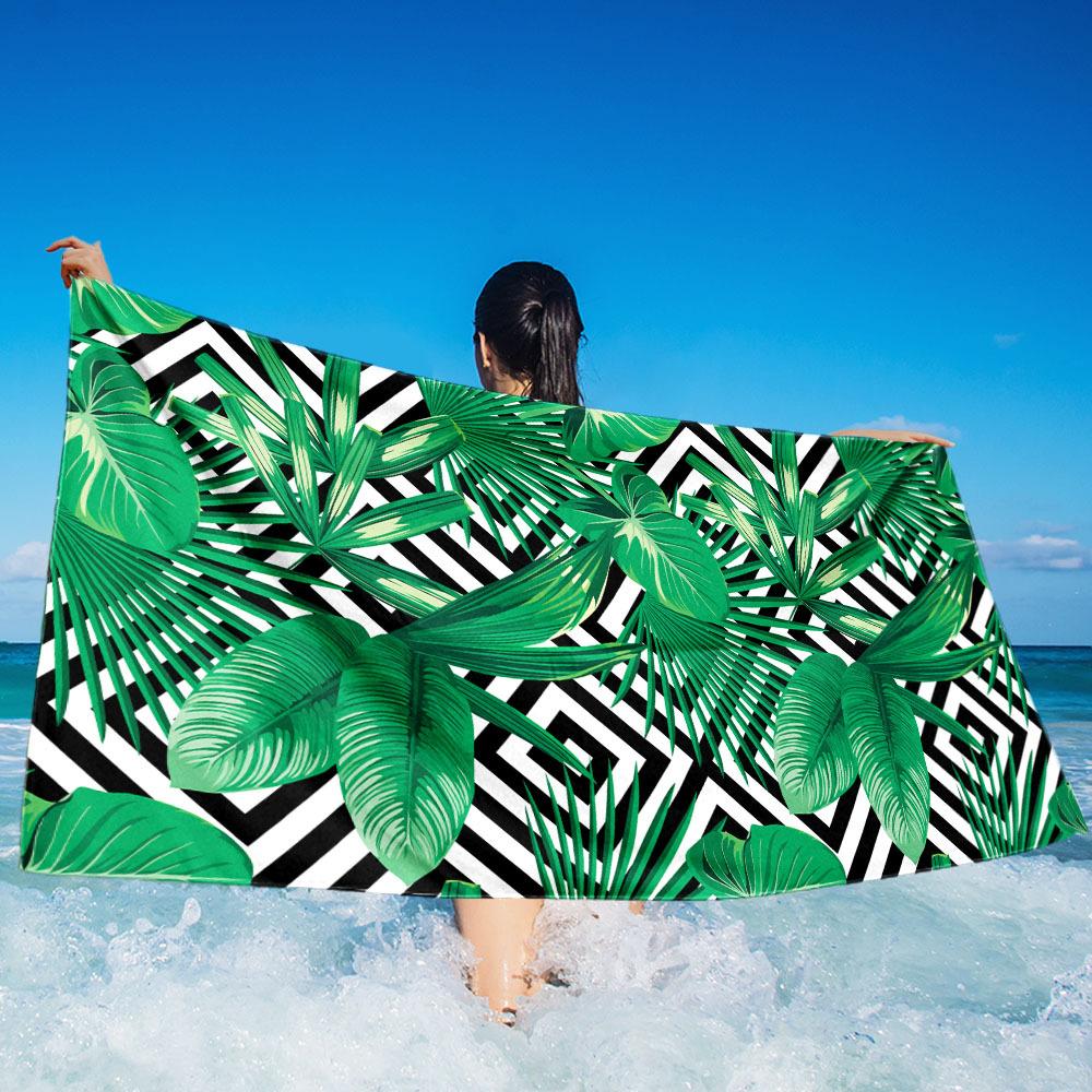 Quick-drying printed beach towel Adult microfiber seaside sunscreen absorbent towel Outdoor swimming bath towel