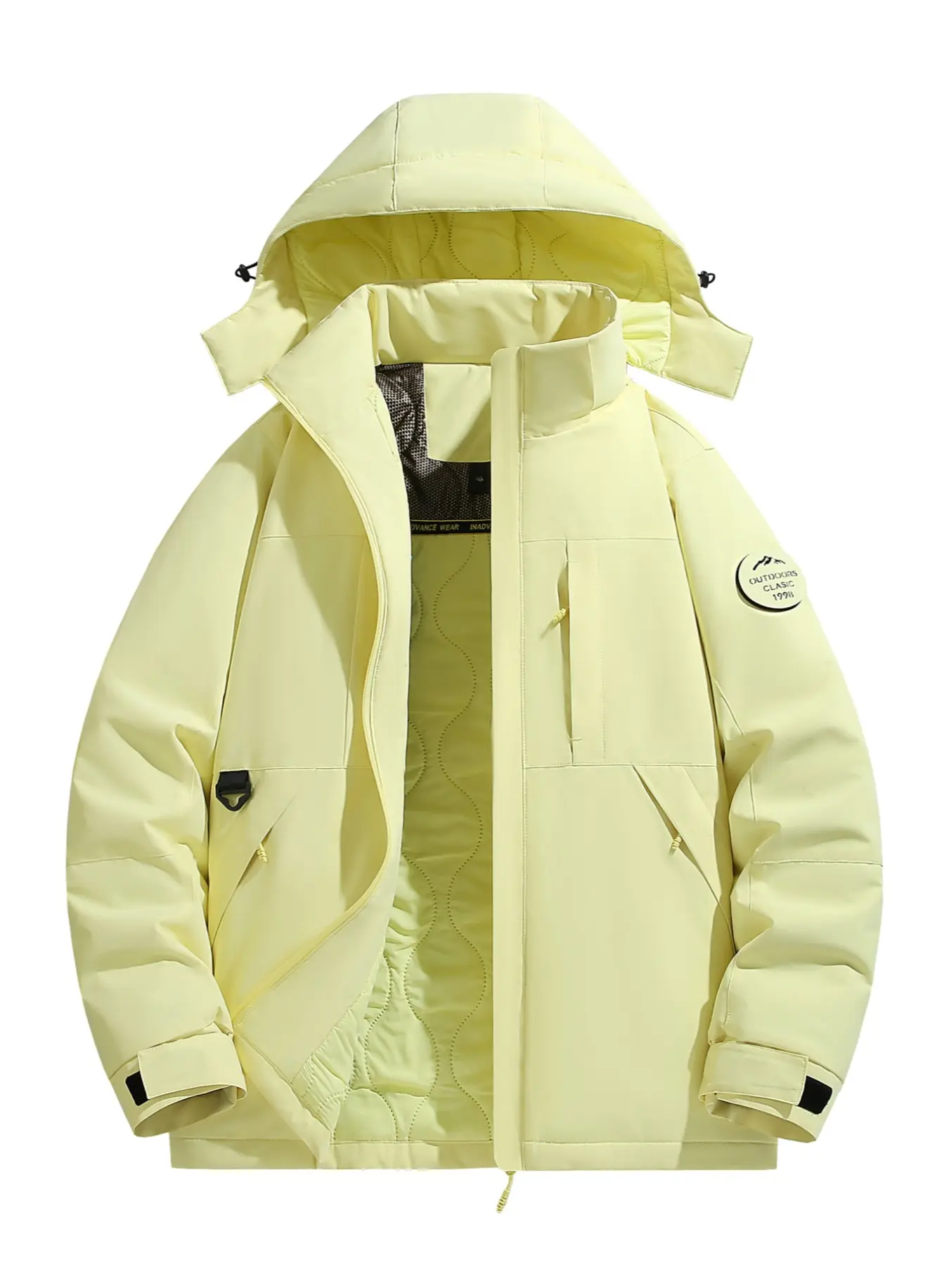 Men's Multi-Color Hooded Thick Winter Jacket, Waterproof Windproof Shell, Thermal Reflective Lining, Chest Pouch, Zip Side Pockets, Adjustable Hat