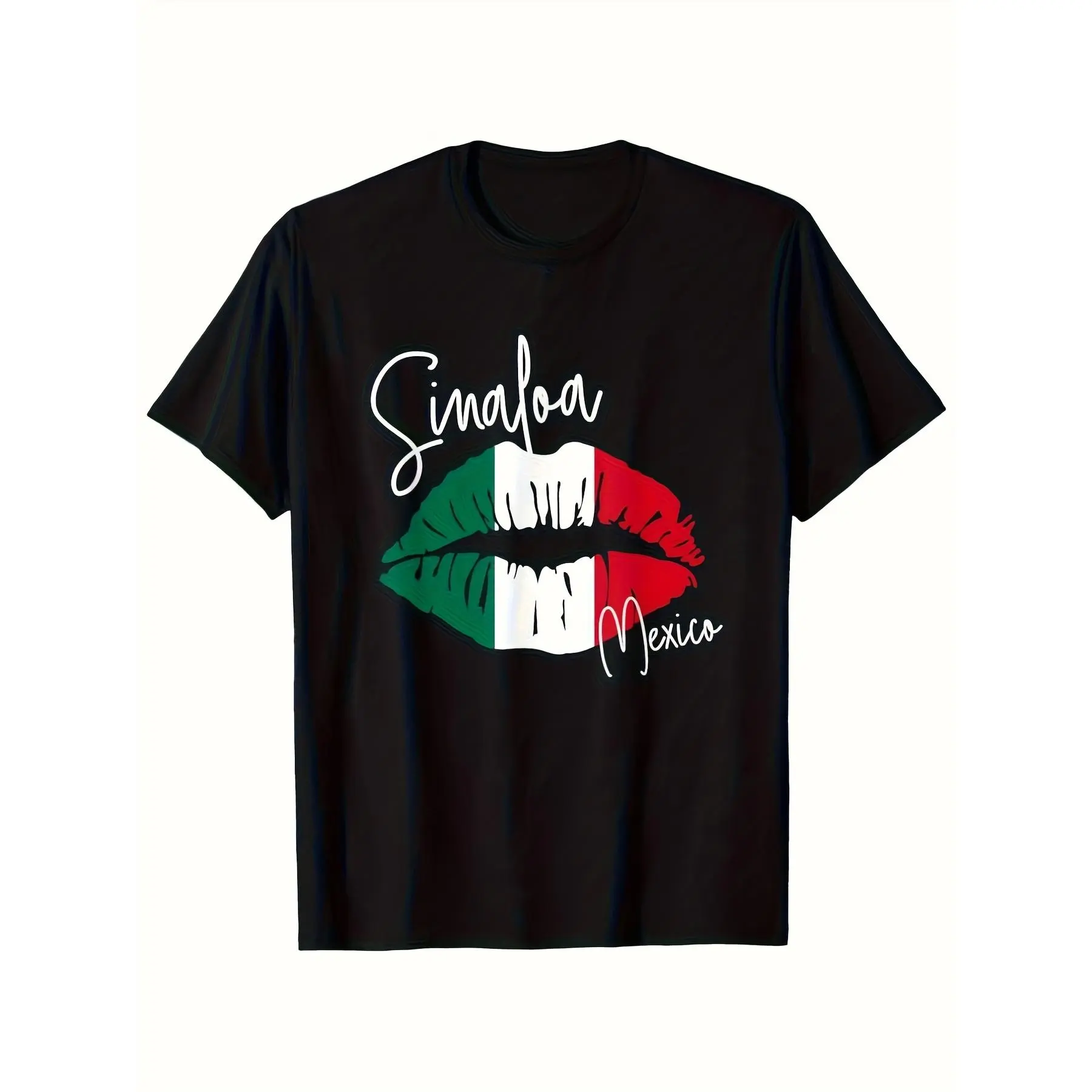 Men's Vintage Sinaloa Flag Graphic T-Shirt, Soft 100% Cotton Short Sleeve Casual Streetwear Top with Lip Print, Tshirt, Shortsleeve, Round Neck, Fashion, Fitness, Clothes, All Seasons, Front Graphic, Cute, Front Print, Chic