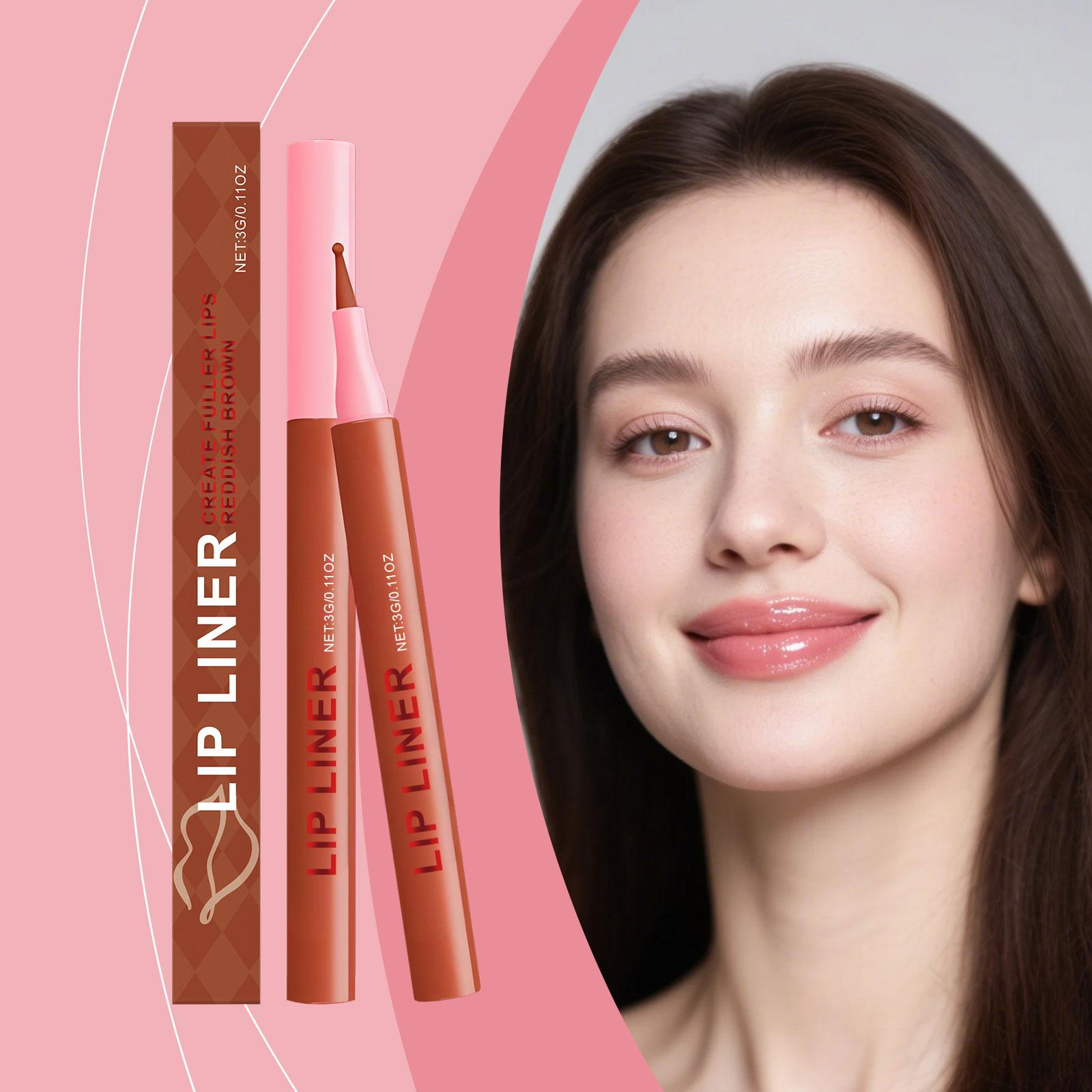 The Reddish-Brown Lip Liner Can Outline The Lip Shape And Show The Lip Color.It Is Waterproof And Not Easy To Fade Or Peel Off.It Can Be Used Daily As A Lip Liner