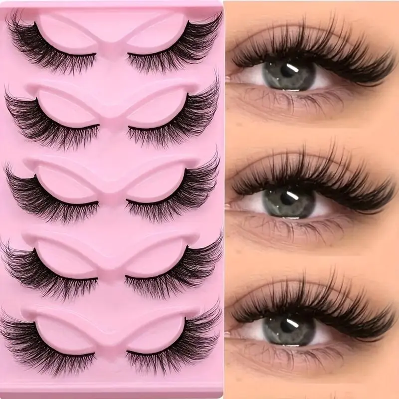 Wispy Cat Eye False Eyelashes - Faux Cluster Strip Lashes with Natural Curls, Full Volume Youth Eye Makeup Enhancements (False Eyelashes & Adhesives Category), Lashes False Eyelashes & Adhesives