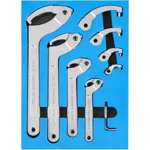 9 count Adjustable Pin Spanner Wrench Tool Set, C Pin Spanner Hook Wrench, Spanner Nut Wrench Tools with Changeable Heads for Pipes Heating , Coilover Hook Wrenches, 3/4" to 6-1/10"