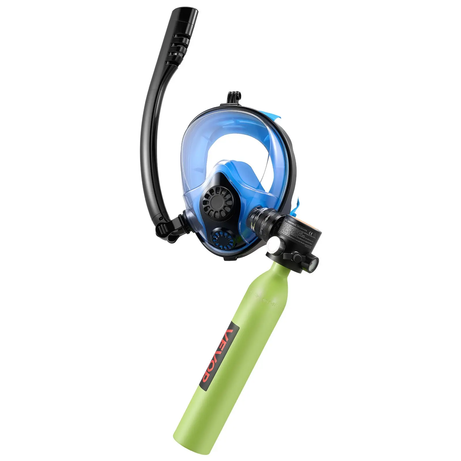 VEVOR Beginner-Friendly Diving Tank, 0.5L High-Pressure Resistance Cylinder with Sub-Mask, Travel-Friendly & Portable, 10-Minute Dive Time, Reusable Emergency Rescue Pony Bottle for Snorkeling, Easy to Observe & Record, Diving Tanks