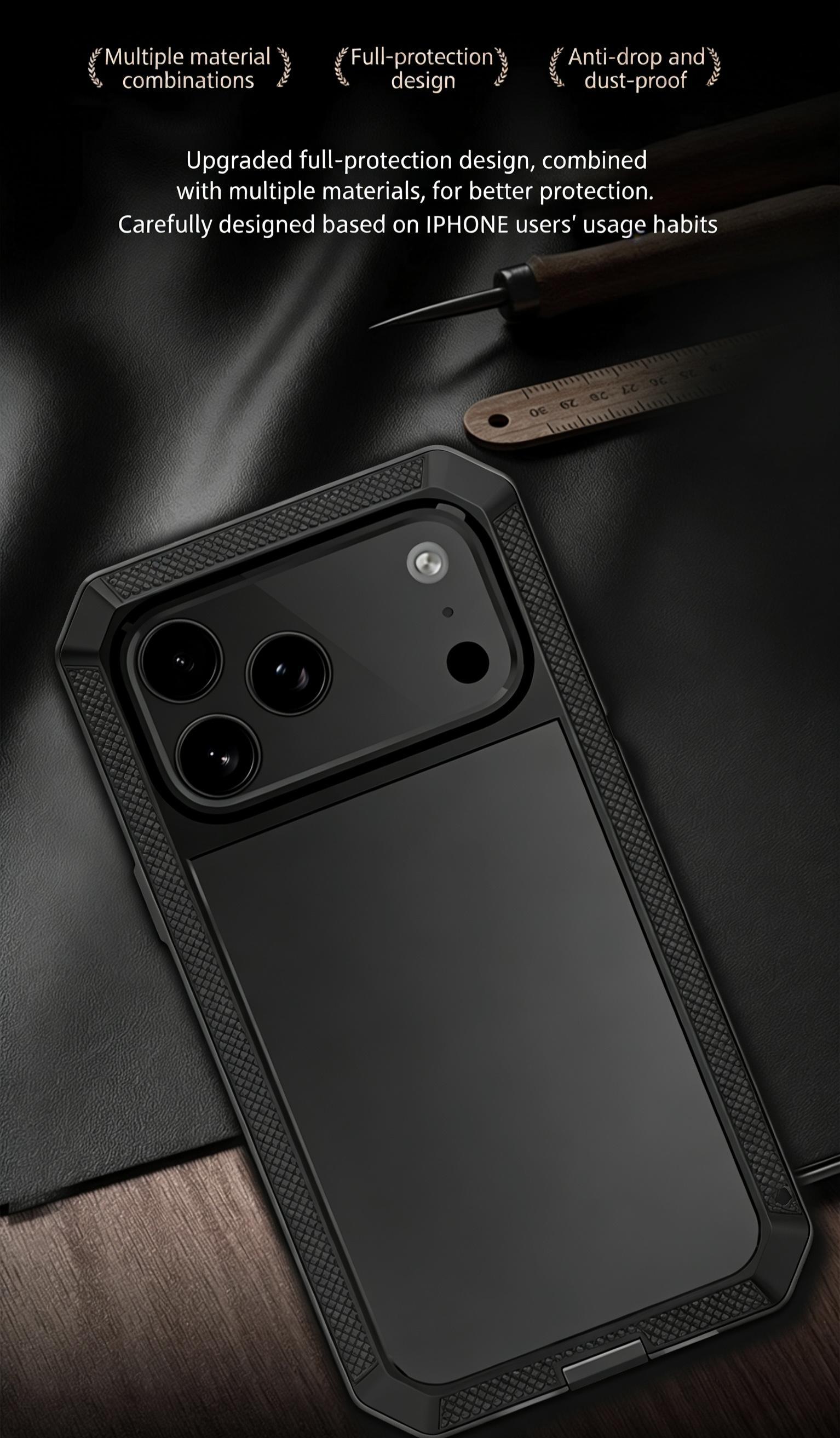 Military Grade Metal Case for iPhone 17 Air 16 15 14 Pro Max - IP54 Waterproof Heavy Duty Armor with Built-in Gorilla Glass Screen Protector, Full Body Shockproof Rugged Cover