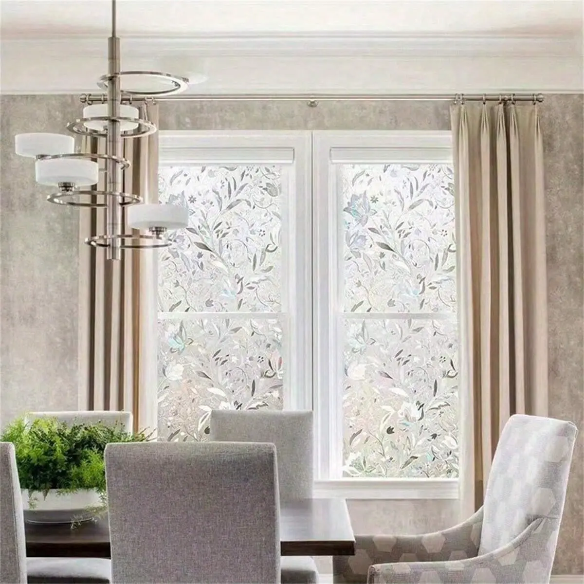 Elegant Tulip Pattern Privacy Window Film, Bathroom Glass Privacy Sticker, UV Protection, Self-Adhesive, Easy Peel and Stick, Flower Window Clings, Window Privacy Films